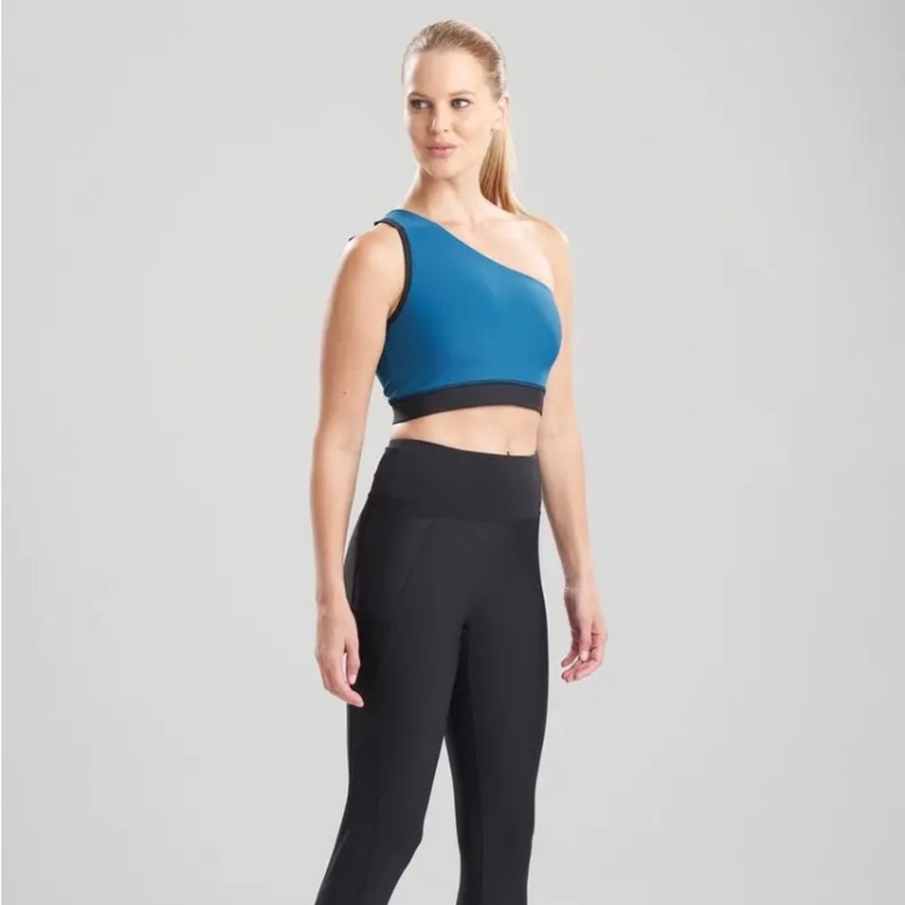 Josie Natori Soltice asymmetrical sports bra size large